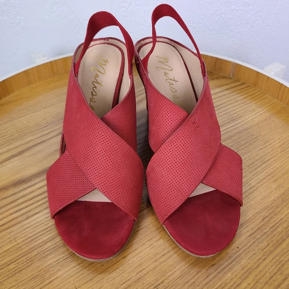 Matisse Harlow Red Leather Slingback Wedges